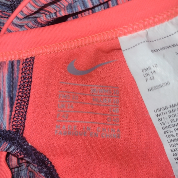 Nike Rush Heather Pink and Teal Racerback One-Piece Swimsuit 10 - Picture 4 of 4